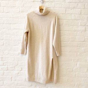 H&M || Turtleneck Sweater Dress with Slit Knit Ivory Small